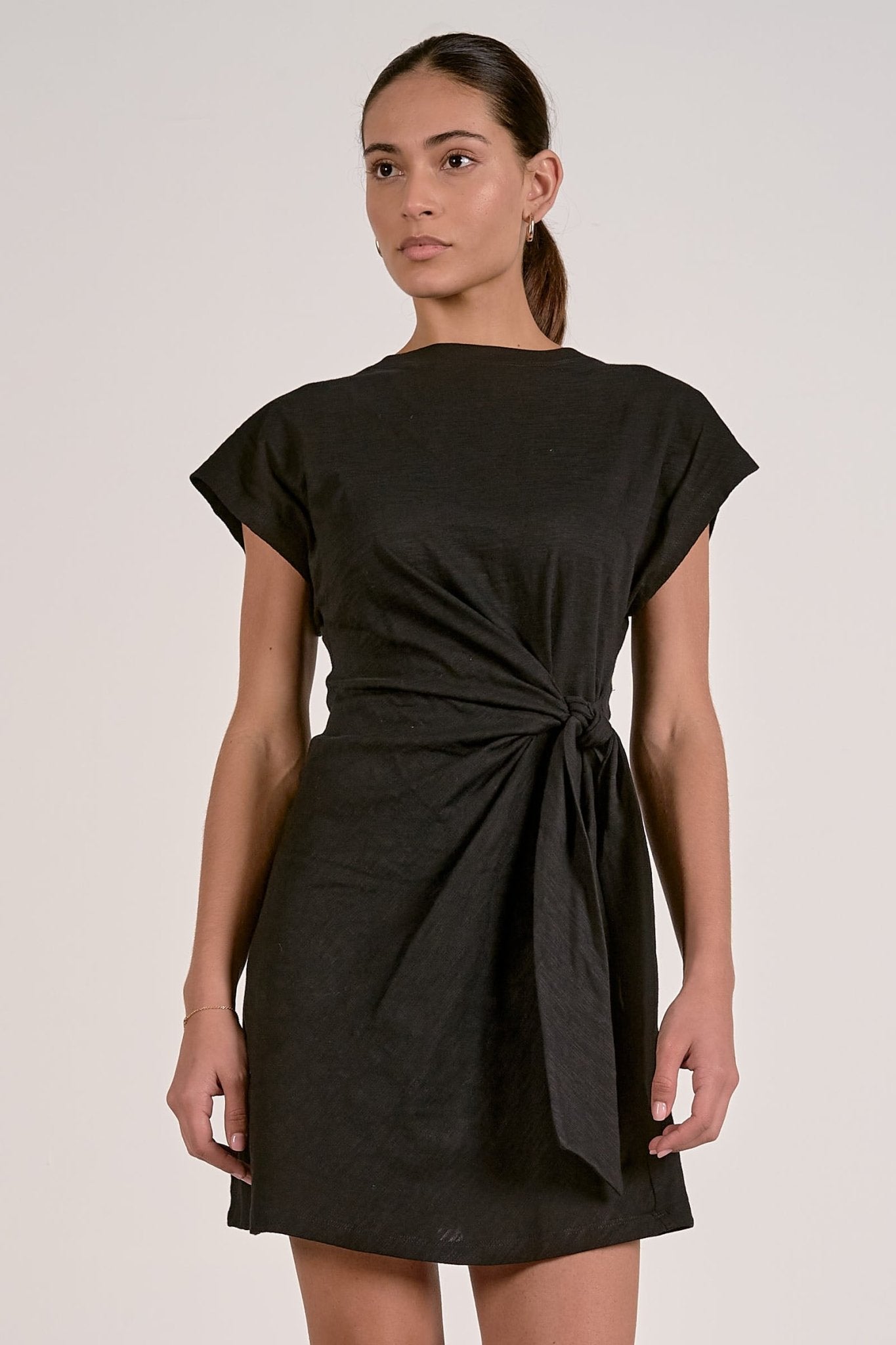 Short Sleeve Ruch Knot Dress - happenstance.
