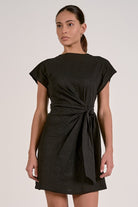 Short Sleeve Ruch Knot Dress - happenstance.