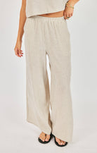 Striped wide leg linen pant 