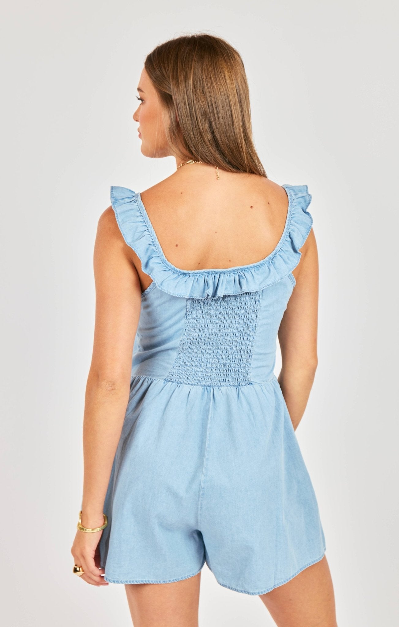 Soft Breeze Chambray Romper - happenstance.