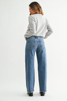 Mid Rise Slim Wide Leg - Medium Wash - happenstance.