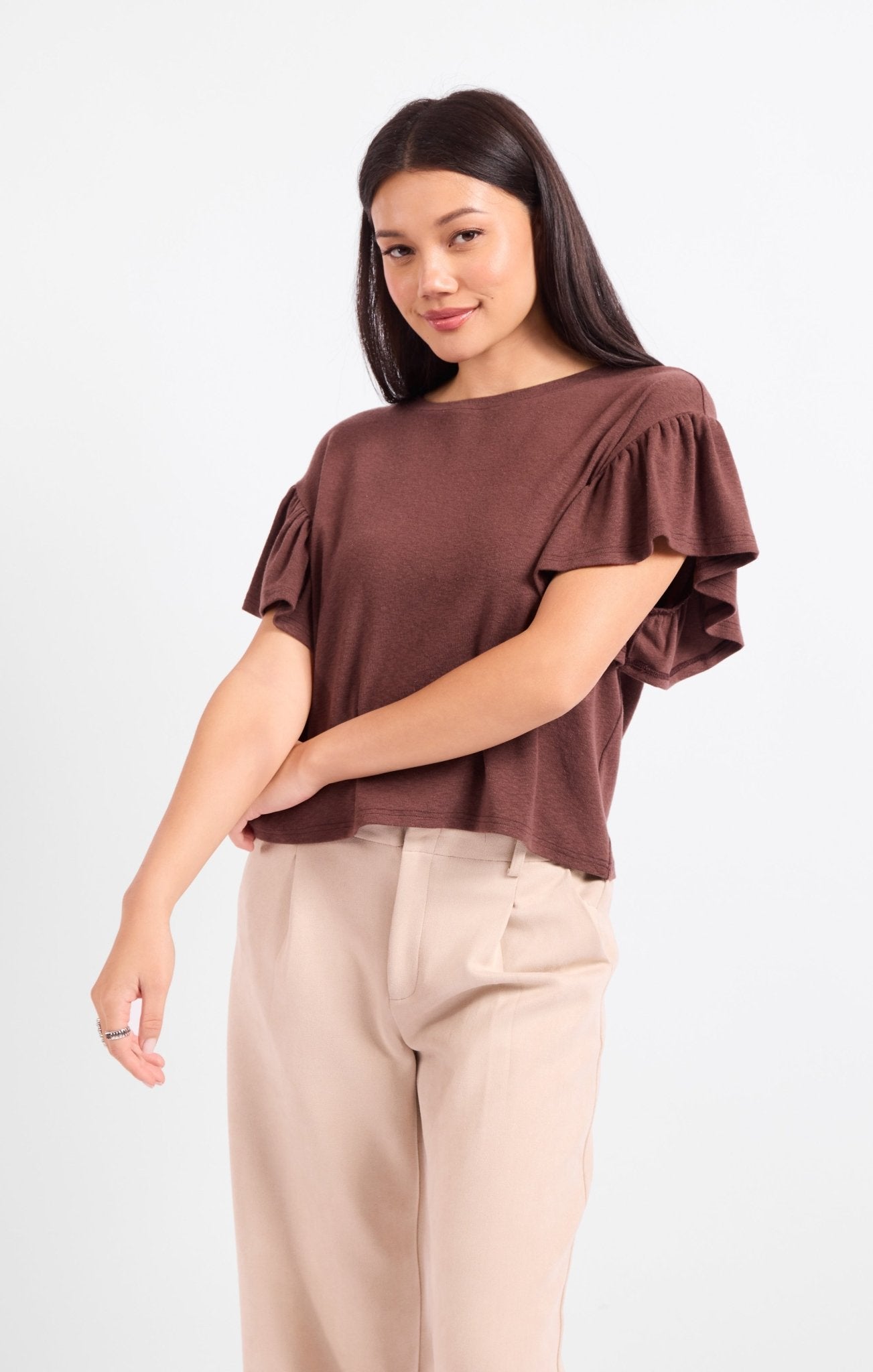 Delphine Ruffle Sleeve Top - happenstance.