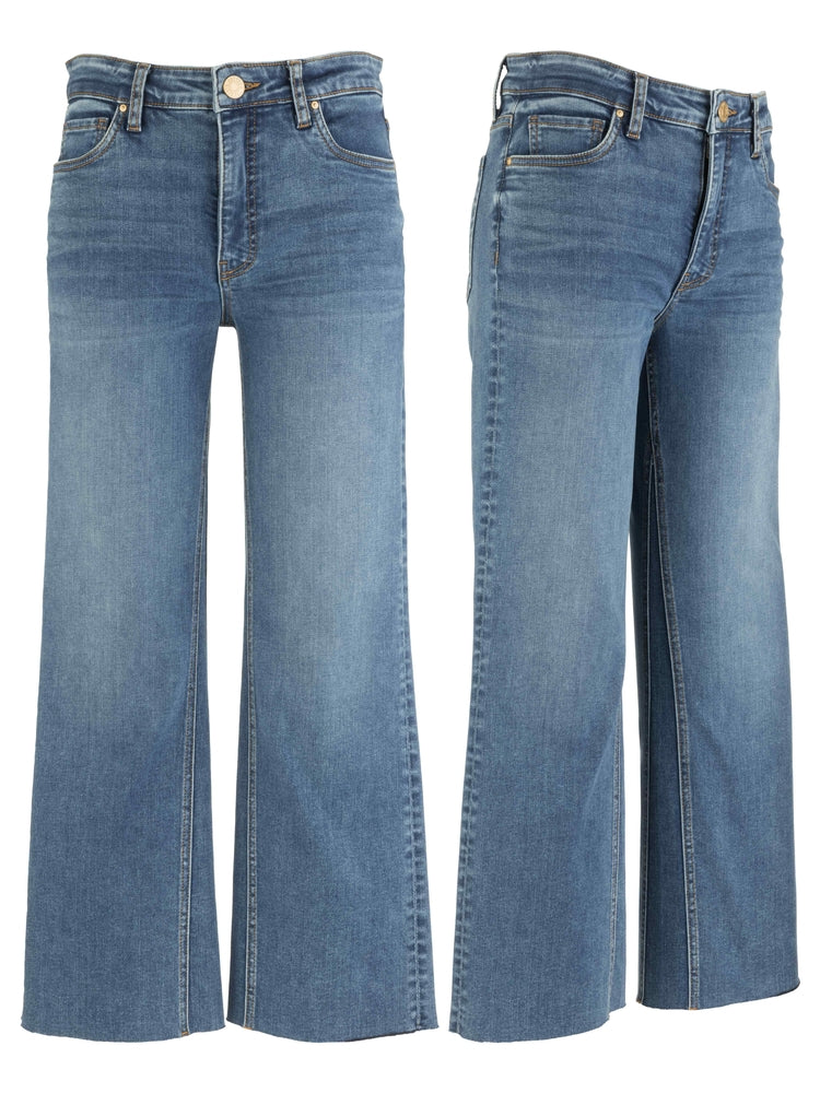 Medium wash ankle flare jeans 