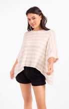 Stripe short sleeve dolman top 