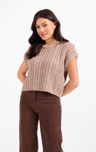 beige cable knit sweater top 
