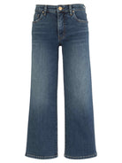 Medium wash slim wide leg jeans 