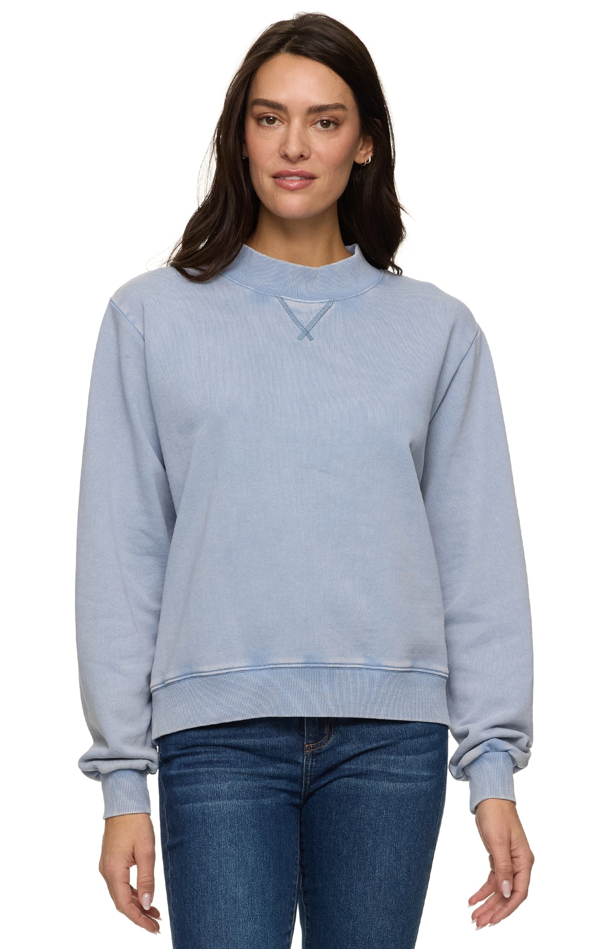 Light blue terry mock neck sweatshirt 