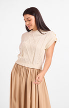 Cream cable knit  sweater vest 