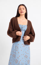 Brown fuzzy cardigan 