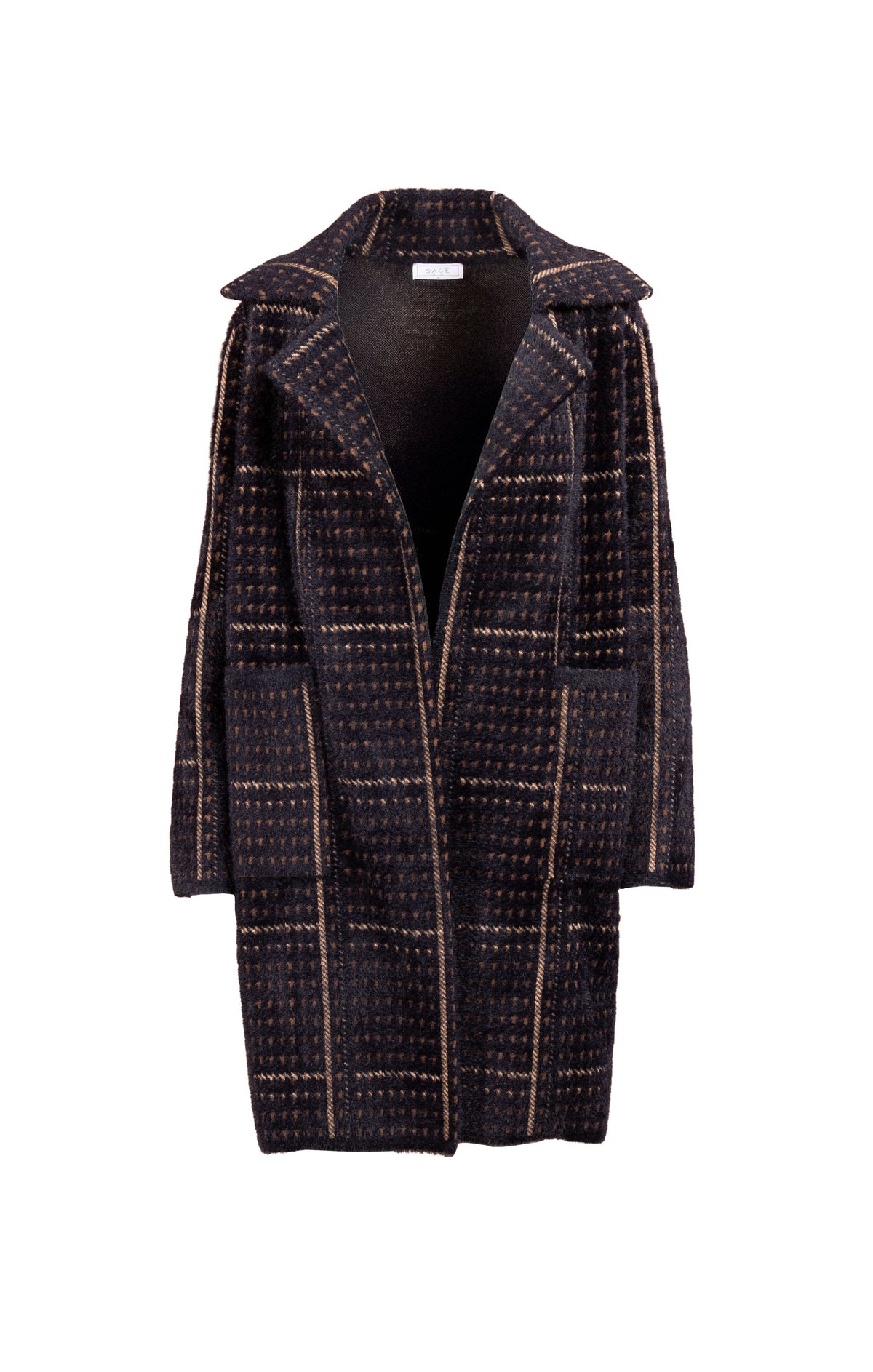 Black houndstooth midi Coat 