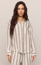 Z Supply - The Perfect Striped Button Up - Light Toffee - happenstance.