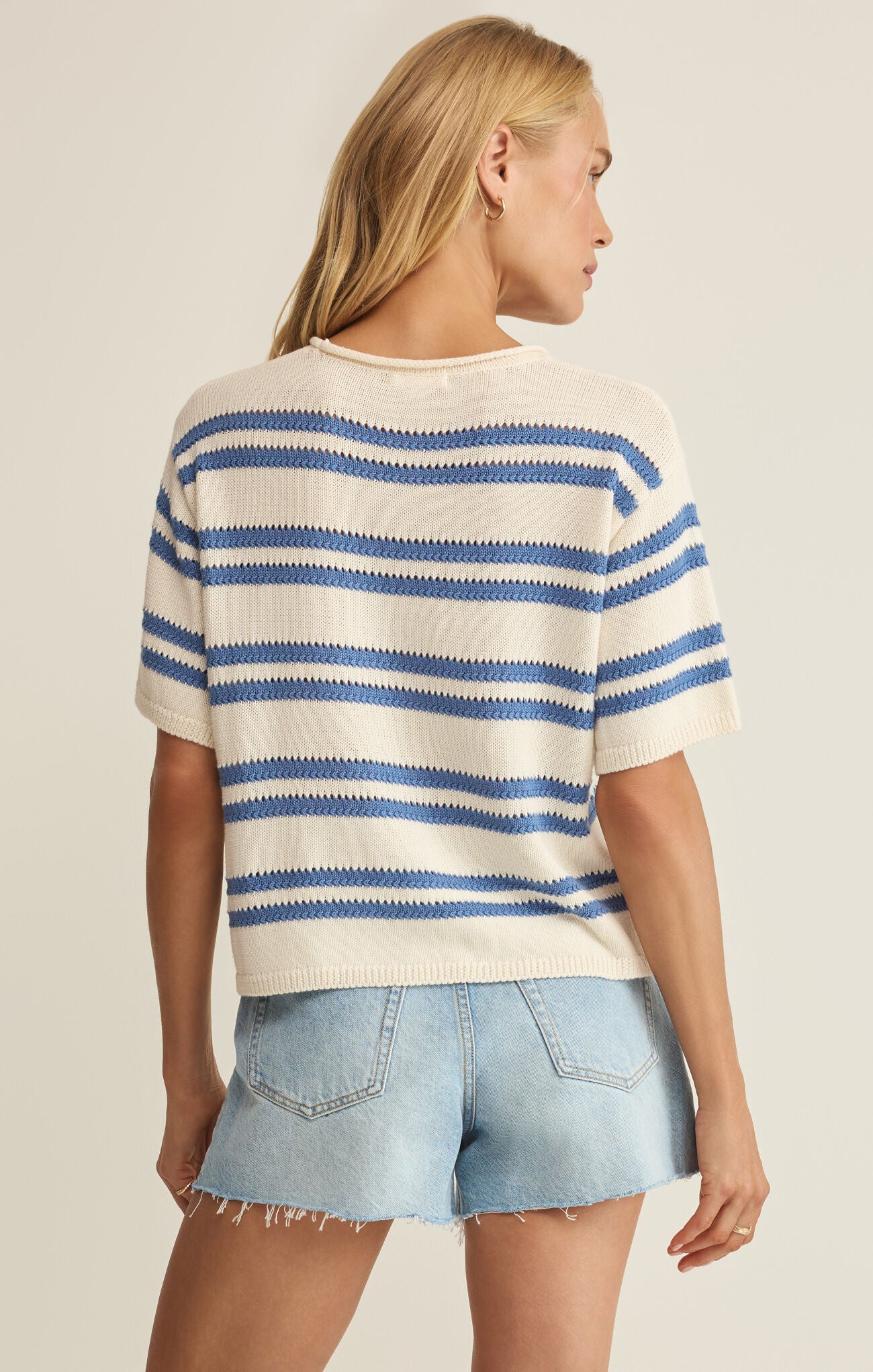 Z Supply - Prado Stripe Sweater Tee - Lake Blue - happenstance.