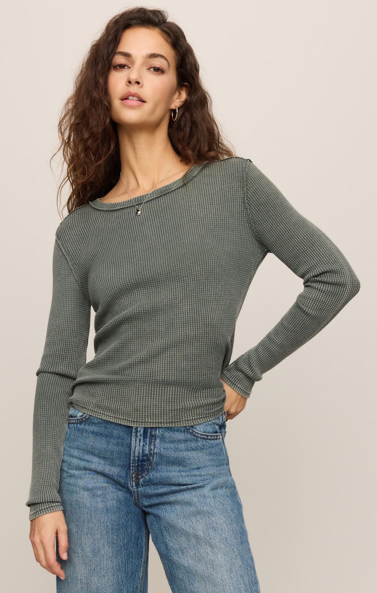 Green long sleeve thermal top 
